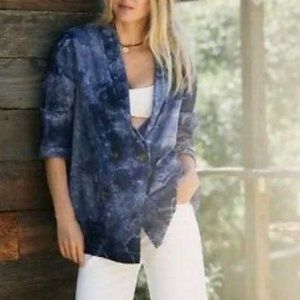 Anthropologie Amadi Oversized Shine Linen Tie Dye Blazer Women's Size Small